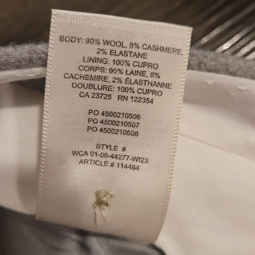 Aritzia Babaton The Next Pants Gray Pleated Wool Cashmere Blend Trousers Size 6 - Picture 8 of 11